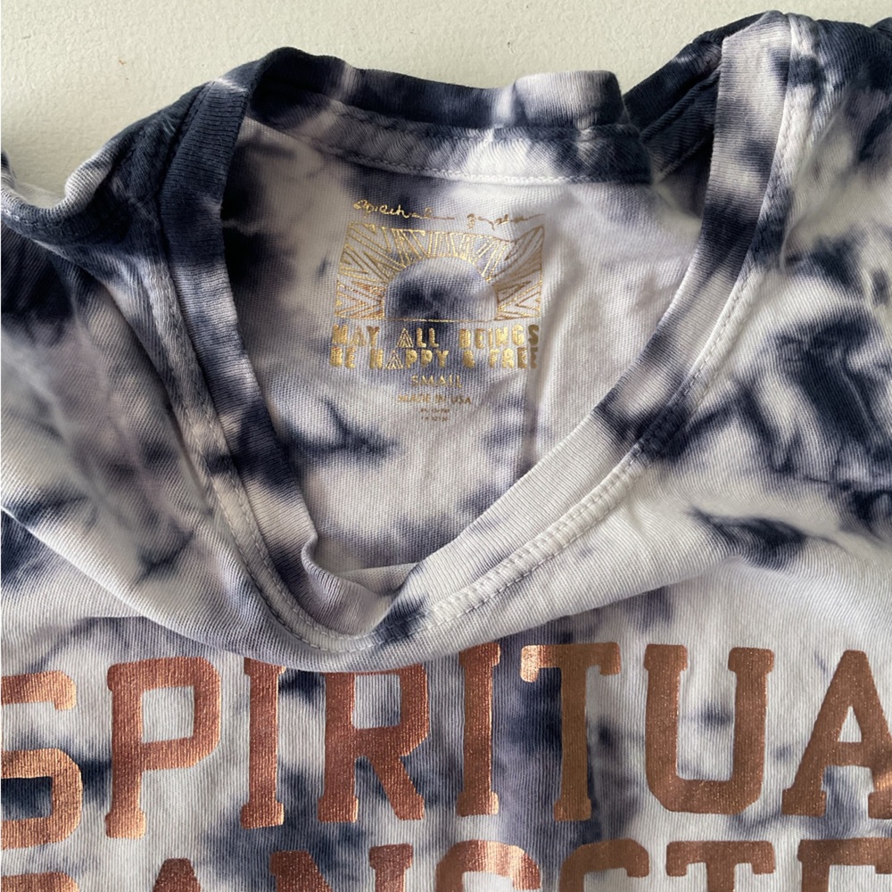 Spiritual gangster women small blue and white tye dye tank